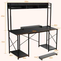 Mesa de Juego Ergonómica Estante de Almacenamiento con Soporte 120x60cm Marrón - details 29