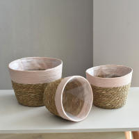 Maceta de Cestas de Mar Cesta Tejida a Mano para Plantas Interior y Exterior con Forros de Plástico - details 1
