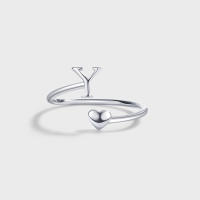 Anillos de Letras para mujer, Plata de Ley 925, A-Z, Iniciales apilables de Nombre, Anillo Abierto con Talla Ajustable - details 23