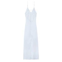 TRAFZA 2025, vestido elegante ajustado para fiesta en la playa, vestido de verano para mujer, Sexy, sin mangas, con espalda descubierta, cuello en V, cremallera trasera, vestido Midi liso - details 3