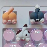 MiFuny lindo gato/Corgi Butt Keycaps oso/conejo 3D resina DIY personalizado dibujos animados llaveros para teclados nical regalo de juegos - details 3