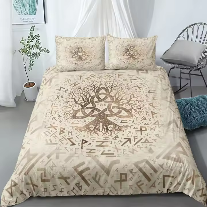 Yggdrasil Tree of Life Juego de funda nórdica King Queen Doble Twin Juego de ropa de cama individual - 1