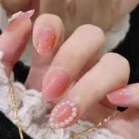 24Pcs Uñas Postizas De Acrílico Redondas Y Cortas Para Ballet Uñas Postizas De Manicura Press on Cubiertas Completa Artísticas Falsas Uñas Para Dedos Reutilizables - details 4