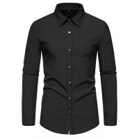 Camisa de manga larga con botones para hombre, camisa informal de negocios, Color sólido, cómoda, Social, Oficina, blusa blanca y negra, moda de otoño - details 27