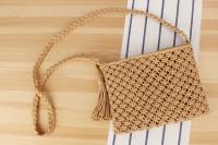 Bolso simple tejido a mano con flecos bolso retro tejido a mano bolso de playa de viaje de vacaciones de verano - details 6