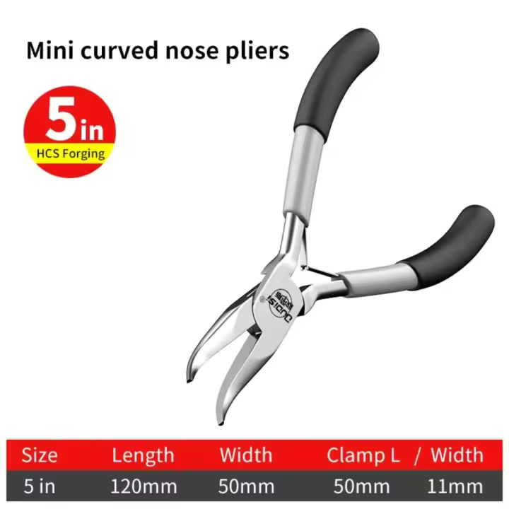 Mini alicates de acero al carbono hechos a mano, alicates para hacer joyas de 5 pulgadas, alicates de corte de alambre prácticos multiusos, cuentas - 1