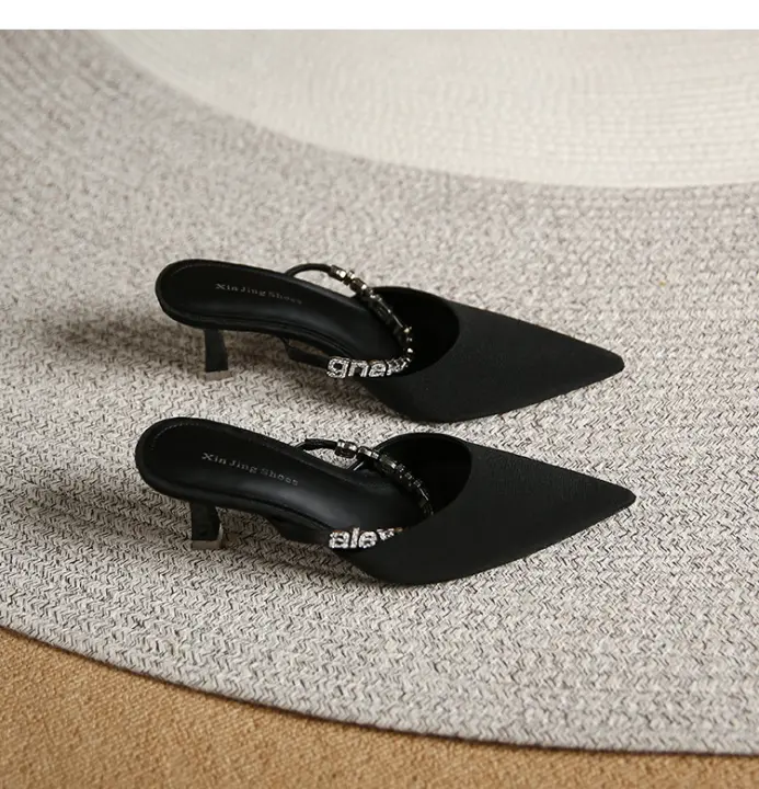 Nuevo temperamento strass desgaste exterior tacones altos stiletto puntiagudo zapatos de mujer - 1