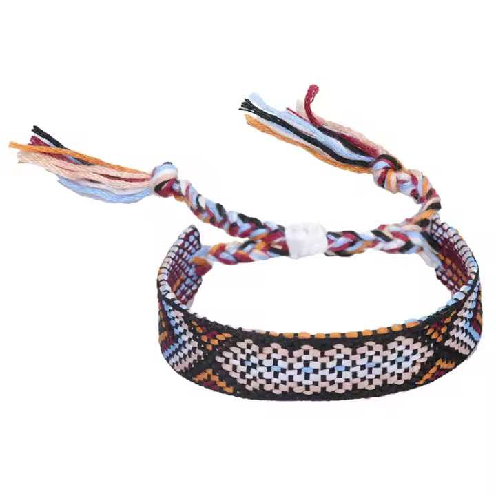 Pulsera de la Amistad tejida para hombre y mujer, brazalete de cuerda trenzada hecha a mano con borlas ajustables, 2 piezas - 1