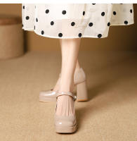 Nuevo temperamento francés tacones gruesos tacones altos zapatos de mujer - details 19