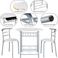 Con 2 Sillas, Juego de Muebles de Cocina de 3 Piezas, para Espacios Pequeños, Jardín, Estudio Blanco - details 2