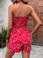 Monos de tubo sin mangas para mujer, Vestido corto con estampado rojo S, Verano - details 6