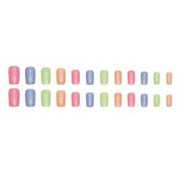 24 PCs Uñas Postizas Francés Cortas Con Arco Iris Y Jelly + 1 Archivo De Uñas Conjunto De Uñas Postizas De Plástico - details 4