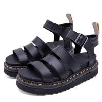 Verano nueva plataforma Martin sandalias de piel de vaca de las mujeres sandalias romanas dedo desnudo hebilla de metal línea de costura - details 6