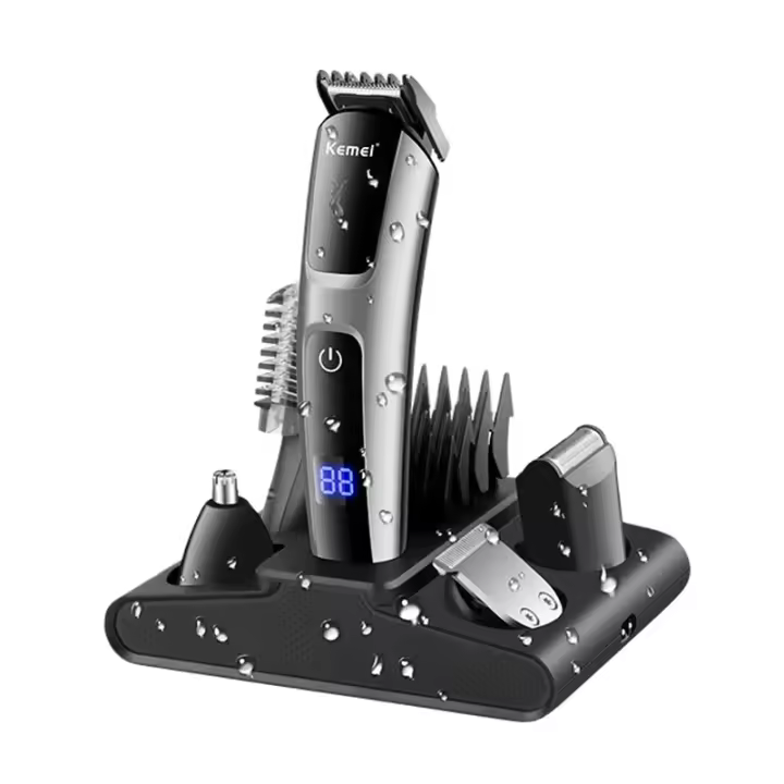 Kemei-cortadora de pelo para hombre, para el cuerpo Kit de aseo, bigote, nariz, oreja, vello Facial, inalámbrico, impermeable, 5 en 1, 675 - 1