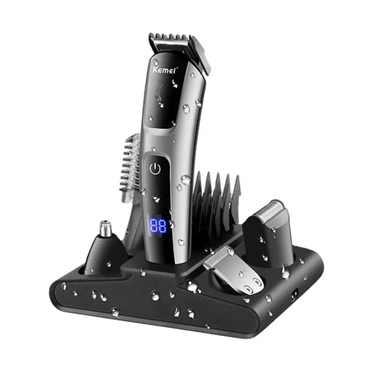 Kemei-cortadora de pelo para hombre, para el cuerpo Kit de aseo, bigote, nariz, oreja, vello Facial, inalámbrico, impermeable, 5 en 1, 675 - 1