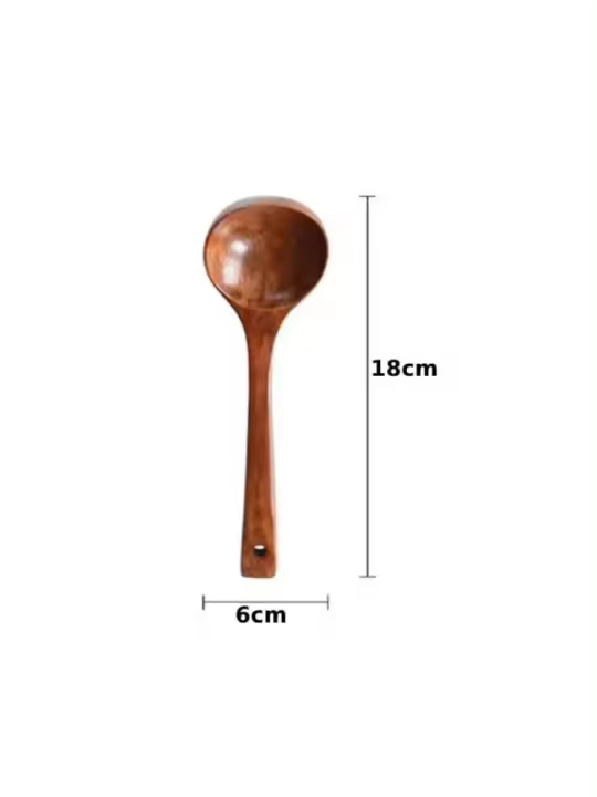Cuchara de madera para servir, cucharón grande de madera natural para sopa, utensilio de cocina, vajilla hecha a mano para cocina, restaurante, gachas - 1