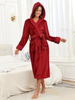 Bata De Baño Para Mujer Con Capucha Colorida Y Larga Cómoda Y Cálida Para Otoño E Invierno Pijama De Casa De Poliéster - details 7