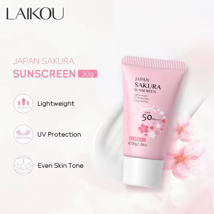 Crema de protección solar Sakura SPF50, crema de loción de aislamiento de bloqueador solar Facial, Protector de piel, crema hidratante brillante, crema relámpago - 1