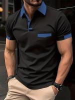Verano de los hombres de moda transpirable color a juego de bolsillo de los hombres POLO camisa deportiva polo. - details 10