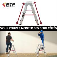 Escalera Tijera Plegable Doble Cara 5 Peldaños en Aluminio |   5+5 Plataforma H.110 cm |   Altura Alcanzable 3,1 Metros |   Certificada EN131 Capacidad Carga 150 kg. BTF-DDB05 - details 17