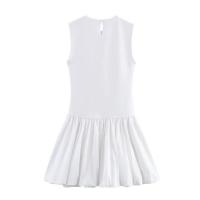 BUNO-Mini vestido de retazos a la moda para Mujer, cuello redondo, sin mangas, dobladillo de globo, Vestidos para Mujer - details 3