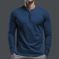 Día del padre Ropa transfronteriza de primavera y otoño Camiseta para hombres europeos y americanos Camisa básica Henry de manga larga para hombres - details 7