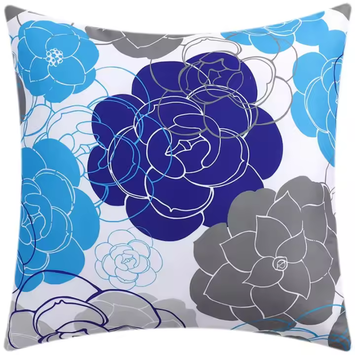 Funda de almohada nórdica con estampado de flores, cubierta de cojín de doble cara para sofá, sala de estar, oficina, 45cm, decoración del hogar - 1