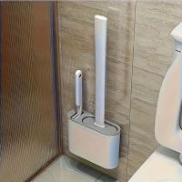 Cepillo De Inodoro Flexible Con Soporte Montado En La Pared Limpieza Fácil Sin Esquinas Muertas Calidad Hoteles Material Plástico Duradero - details 0
