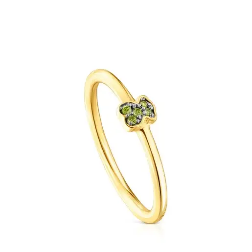 Chapa en oro de 18 Quilates Anillo de Oso Green Taos with Diseño Artesanal Creative - 1