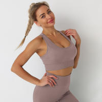 Nessaj-Sujetador deportivo sin costuras para mujer, Top corto de color sólido para yoga, ropa activa para gimnasio, chaleco deportivo - details 8