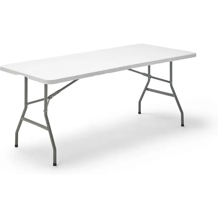 Mesa Plegable Portátil Multifuncional, 180x74x74cm, Blanco - 1