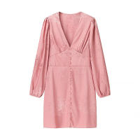 - Nueva ropa de mujer de estilo europeo, manga farol estampada en caliente SS con hebilla de botón decorativa - details 0