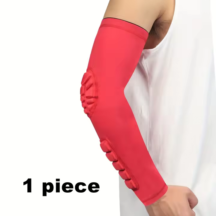 1pc/2pcs protector de brazo deportivo, protector de codo transpirable y de presión, con almohadilla de panal desmontable, tira antideslizante, funda cálida para brazo deportivo, adecuado para baloncesto, fútbol, ciclismo, rugby, tenis, deportes al aire - 1