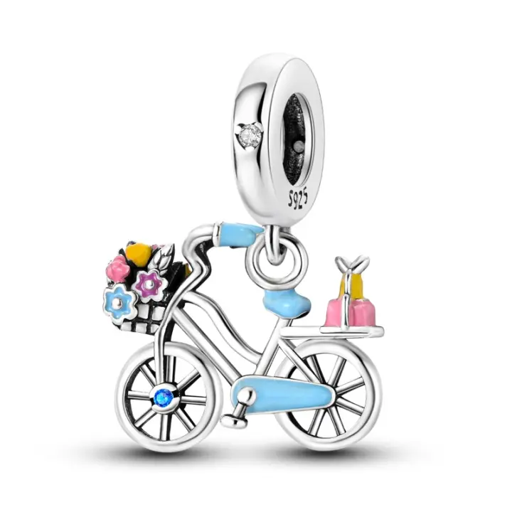 VYZW-925 Cadena de seguridad de luna y estrella de plata de ley con cuentas brillantes para pulsera, joyería fina - 1