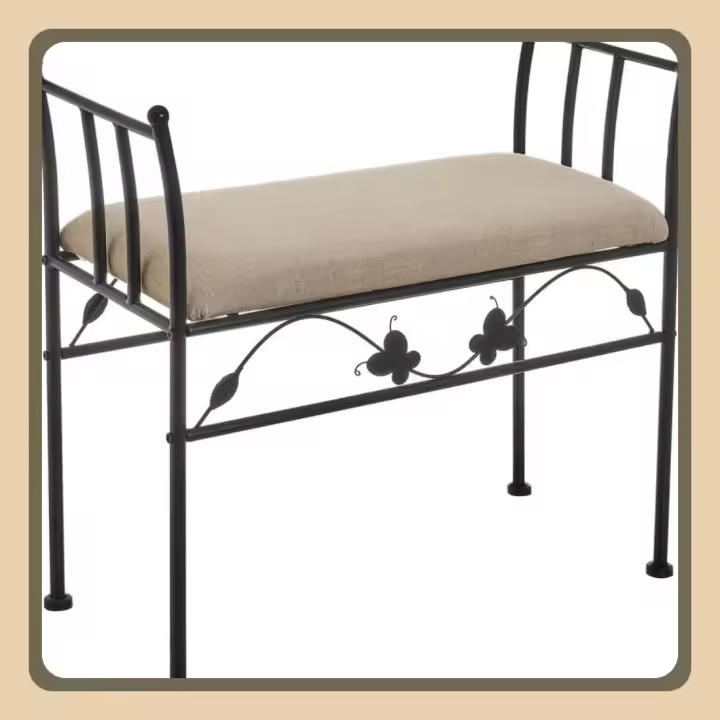 Banqueta pie de Cama de Metal Negra de 64x68x30 cm - 1