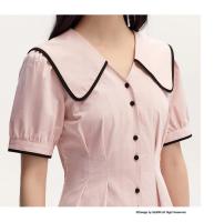 Vestido de Algodón Puro Semir Manga de Abanico Grande, Escote Ancho, Estilo Universitario para Mujeres Nueva Moda de Verano 2024 - details 7