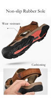 Sandalias de cuero genuino de verano para hombre, cómodas sandalias de playa para exteriores, zapatos romanos informales con punta anticolisión para senderismo y viajes - details 10
