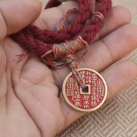 Brazalete chino de dinero de montaña cuerda de algodón frotado a mano cuerda de mano tibetana cinabrio cuerda de dinero de montaña cuerda tejida a mano tibetana - details 0