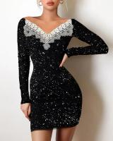 Vestido de manga larga con hombros descubiertos para mujer, Vestido corto de encaje a la moda, falda elegante, nueva para fiesta - details 3