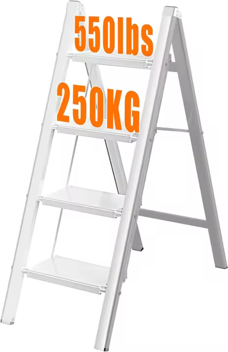 Plana de 3 peldaños, Plegable fácil de almacenar, Escalera Ancha de Aluminio con Estera de Goma Antideslizante, Carga Máxima 550lb Apta para Todas Las escenas de la Vida, Negra - 1