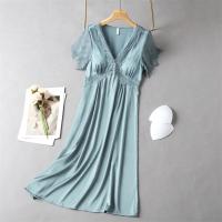 Camisón sexy con cuello en V para mujer, ropa de dormir de encaje de manga larga, lencería larga e íntima para verano y primavera - details 9