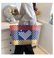 Nuevas llegadas de individualidad de verano, bolso portátil de contraste de Color para mujer, bolso de mano para compras en la playa y vacaciones, cesta de verduras - details 7
