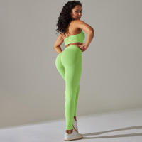 Conjunto de Yoga para Mujeres Ropa Deportiva de Alta Cintura, Top de Deportiva de Punto, Leggings, Bra Conjunto de Gimnasio - details 22