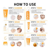 Set de cuidado de la piel con vitamina C, set de 6 piezas que incluye sérum tonificante, crema facial para ojos, protector solar, limpiador, hidratante profundo para la piel - details 8