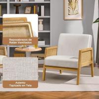 Sofá de Madera con Resalones Relax de Ratán para Salón, Dormitorios, Sala de Recepción, Sala de Lectura - details 3