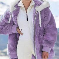 Chaqueta de lana cálida y holgada para mujer, talla grande, nueva, con capucha - details 9