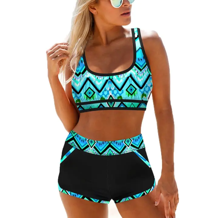 Conjunto de bikini estampado para mujer, traje de baño suelto de playa sexy de dos piezas, 2022 - 1