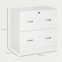 Cajonera de Oficina con 2 Cajones para Carpetas Colgantes con Cerradura y 2 Llaves 74x42x72 cm Blanco - details 1