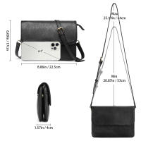 Bolso bandolera minimalista negro para mujer - Bolso de hombro vegano con múltiples bolsillos, cierre en tono dorado y correa ajustable, bolso elegante para todos los días, bolso bandolera pequeño - details 4