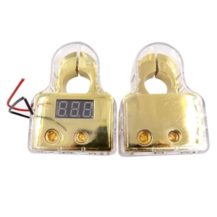 Conectores de terminales 0/4/8/10 AWG con abrazadera de poste de batería de voltímetro para barco marino Cara de coche - 1